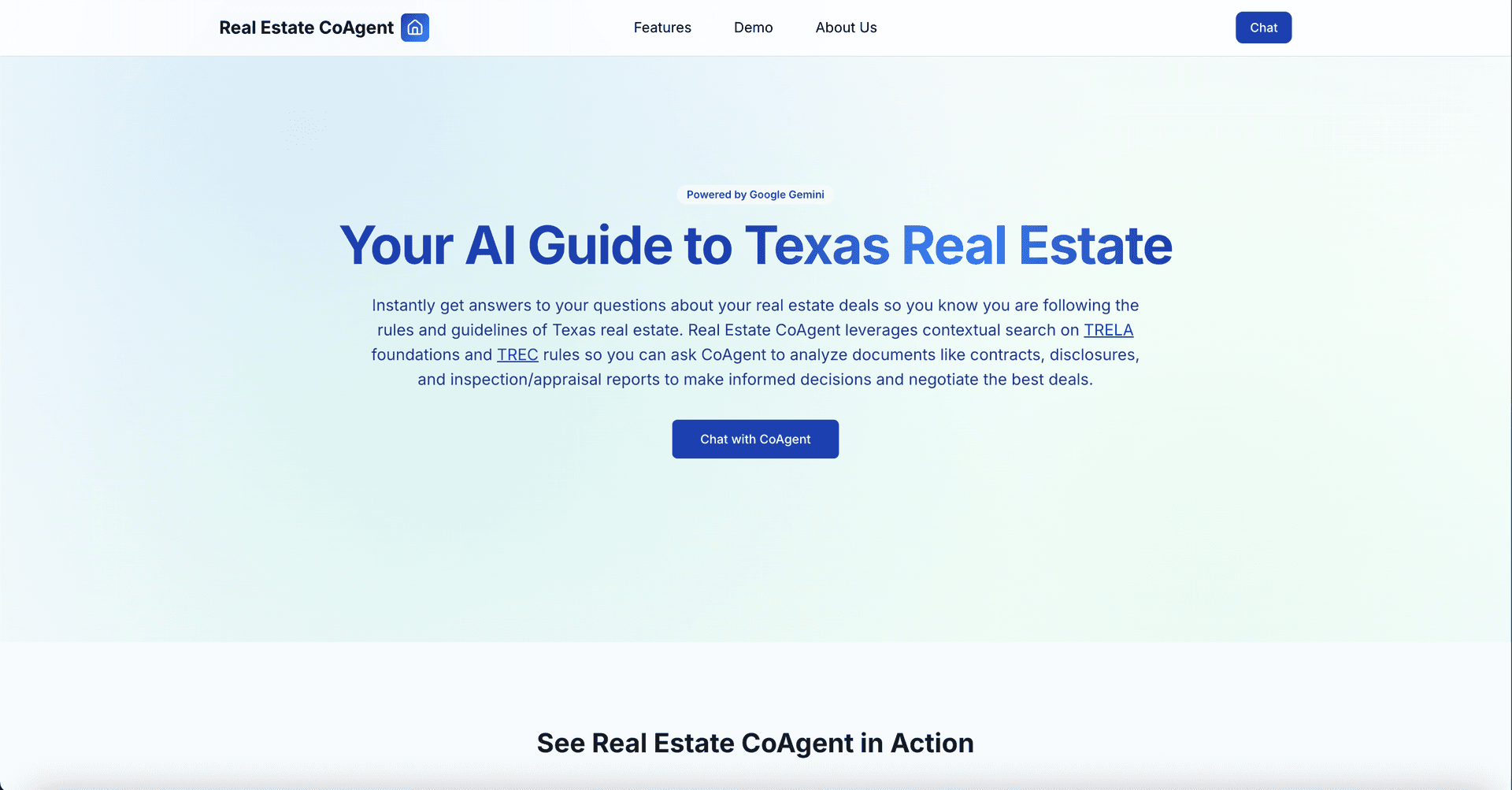 Real Estate CoAgent Landing Screenshot
